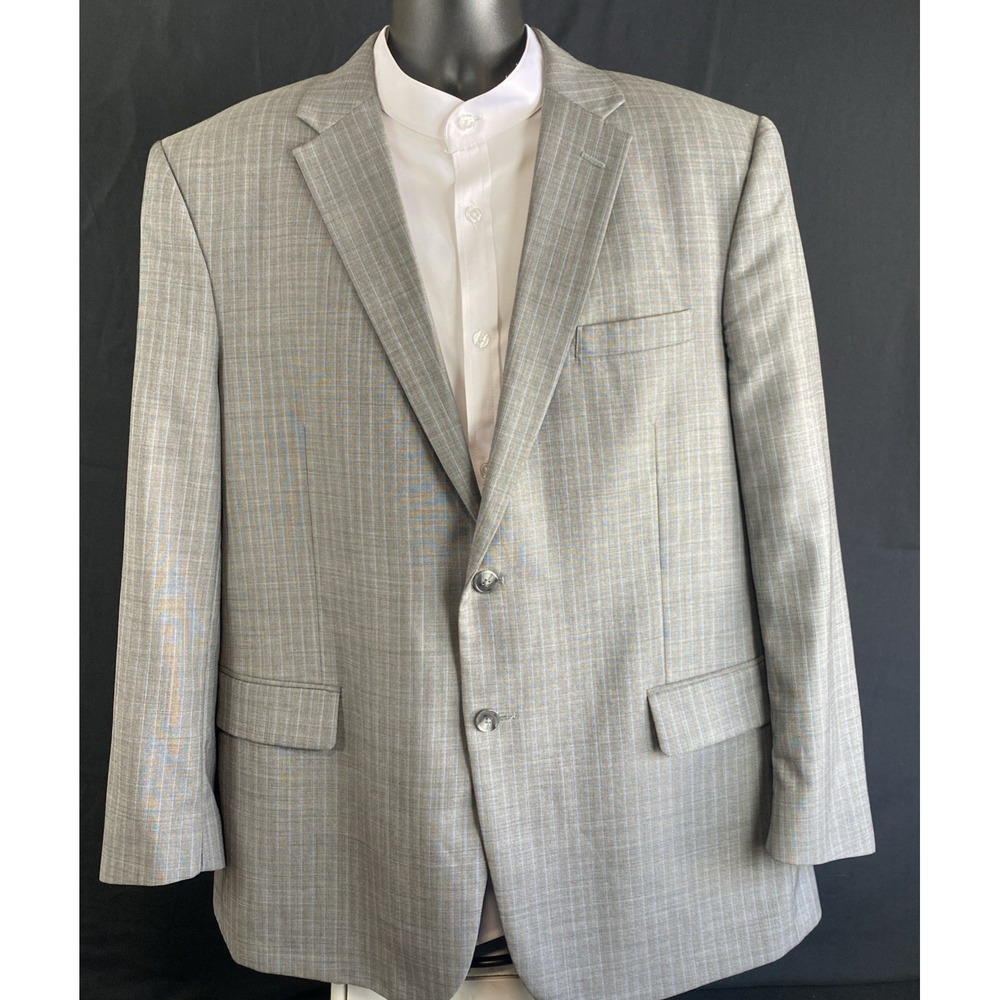 Jos A Bank Traveler Tailored Fit Sport Coat 46R Gray/Blue Glen Plaid Check - Picture 3 of 16